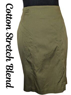 Marciano Olive Green Paneled Pencil Skirt
